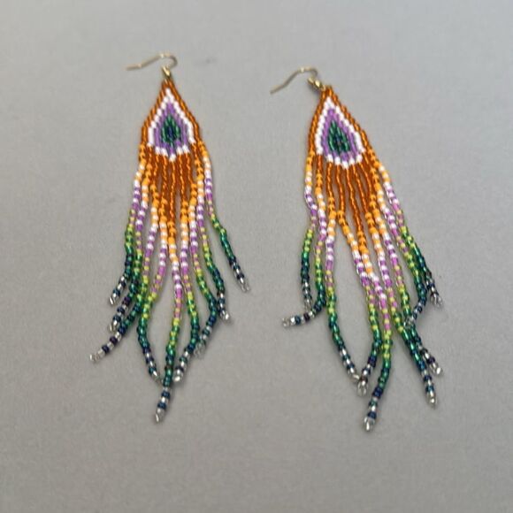 Colorful Beaded Dangle Earrings A1201 - Picture 3 of 4